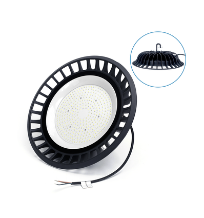 LED UFO High Bay 200W, Lagerbelysning - Vandtæt IP65, Klar/Kold Hvid 6500K, Aluminium