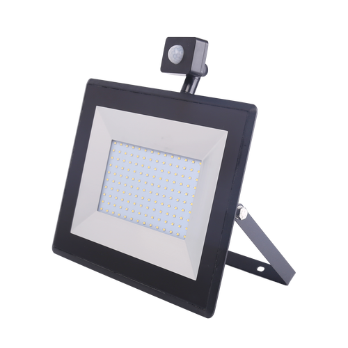 LED Sensor Slank Projektør, 100W, 4000K, Støbt Aluminium