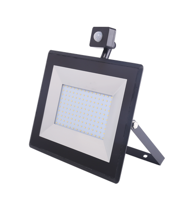 LED Sensor Slank Projektør, 100W, 4000K, Støbt Aluminium