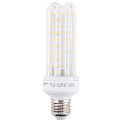 LED B5 T3 4U 15W E27 3000K - Kraft Æske - 5 Stk - Kulør : Varm