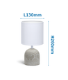 Keramik Bordlampe E14-04 med Hvid Lampeskærm og Grå Fod