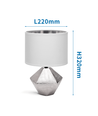 Keramik Bordlampe E14, 14cm, Hvid Lampeskærm, Sølv Base