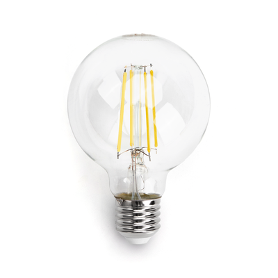 LED Filament pære G80, E27, 6W, 2700K, Klar - Kulør : Varm