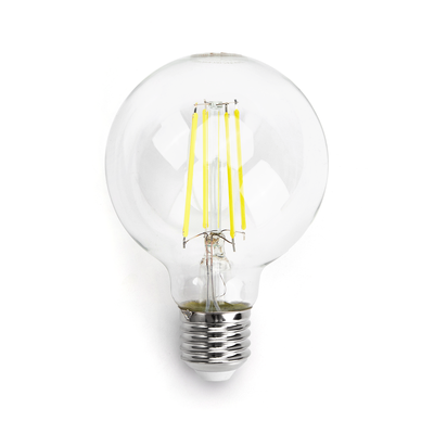 LED Filament pære G80 E27 6W - 6500K Klar - Kulør : Kold