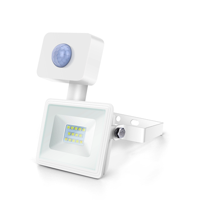 LED Sensor Slim Projektør - Hvid, 10W, 6500K, Støbt Aluminium