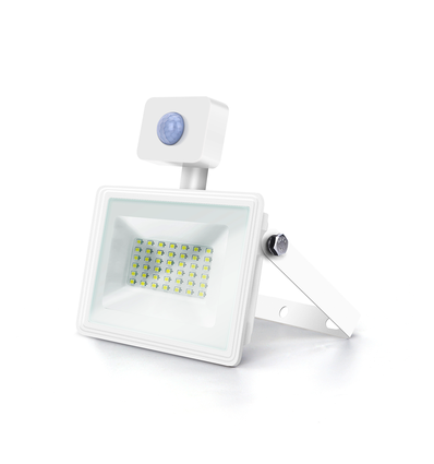 LED Sensor Slim Projektør 30W 6500K - Hvid Støbt Aluminium