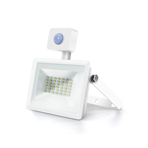 LED Sensor Slim Projektor Hvid, 30W, 4000K, Støbt Aluminium
