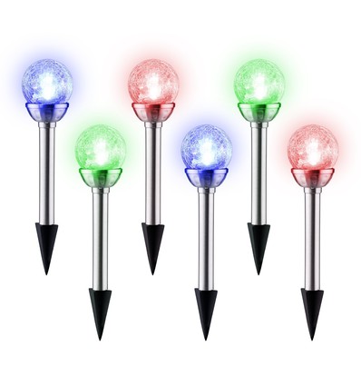 LED Solcellelampe spyd - 0.08W, RGB, 6 Stk.