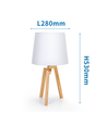 Træbordlampe E27 - 20 - Hvid Lampeskærm & Brun Fod