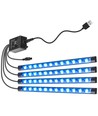 LED Atmosfærelys til Bilen med Musikstyring - 4x0,225m 5050-12, USB-Drevet, 20-Knaps Controller