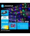 LED Netlys, RGBY 3M x 1.5M + 3M, 200LED - med Gennemsigtig Ledning, 8 Blinkfunktioner, Timer, IP44