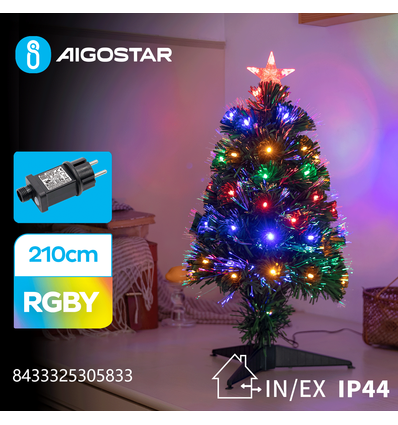 LED lyskæde Juletræ, 210 cm, RGBY - 8 Blinkfunktioner + Timer, IP44