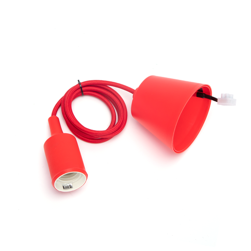 Lampeholder E27 i Plast med 1m Rød Ledning 2x0,75mm²