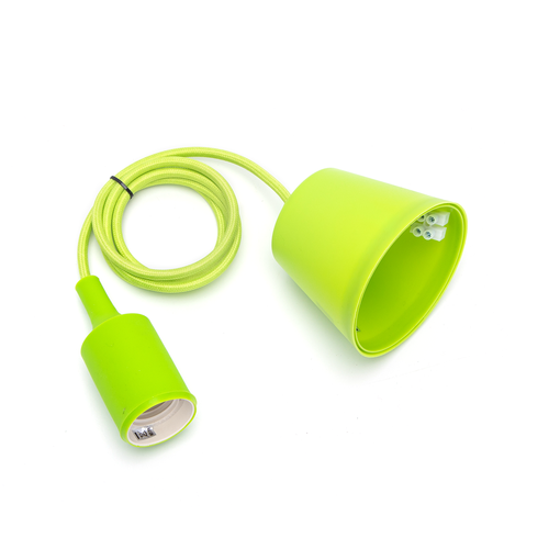 E27 Lampefatning i Grøn Plast med 1m 2x0.75mm² Ledning