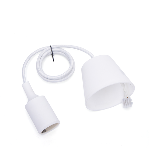 E27 Lampeholder i Hvid Plast med 1m Ledning, 2x0,75mm²