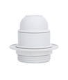 Hvid Lampeholder i plastik - E27 med halvgennemgående gevind