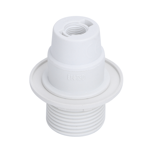 Lampeholder Plastik E14 - Med Halvgange - Hvid