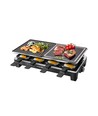 Raclette grill og BBQ 1500W - Sten / Aluminiumsplade, 8-Person