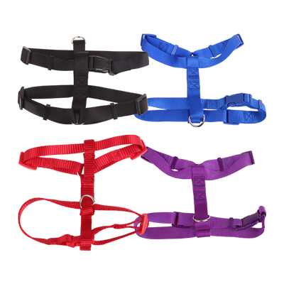 Nylon Hundesele Sort, Blå, Rød, Lilla - Hals: 16-25 cm, Bryst: 21-35 cm, assorteret 1 stk.