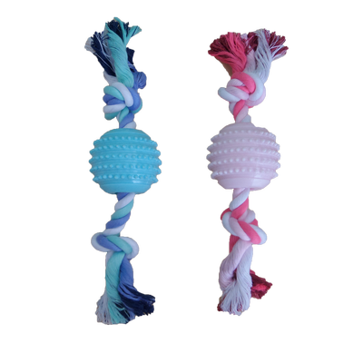 Billede af Reb med TPR-Legetøj - 25,4 cm, Blå/Pink, 2-Farvers Mix