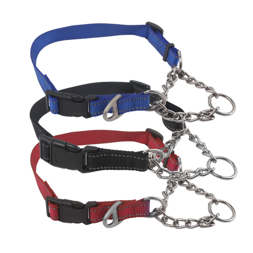 Hundetræningshalsbånd W1.5* L30-45 cm - Rød/Blå/Sort