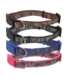 Kamouflage Reflekterende Hundehalsbånd - W1.5*L25-40cm - Pink/Himmelblå/Sort/Kaffe