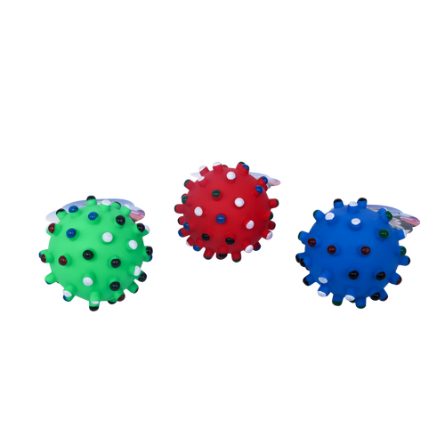 Farvet Bold med pigge - Ø8.5 cm - Rød/Blå/Grøn, assorteret 1 stk.