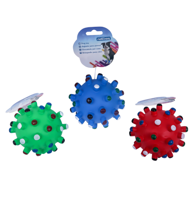 Farvet bold med pigge - D10cm - Rød/Blå/Grøn, assorteret 1 stk.