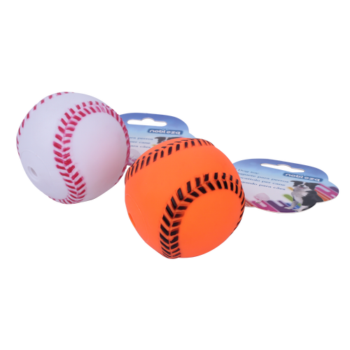 Baseball-S D6.5cm hundelegetøj - Bold, Orange/Hvid
