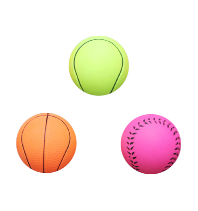 Gummi basketbold/Tennis/Baseball D7.2cm - Orange/Rød/Gul, assorteret 1 stk.