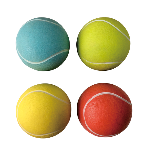 Gummi Tennisbold D6.3cm - Grøn/Rød/Blå/Gul, assorteret 1 stk.