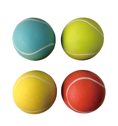 Gummi Tennisbold D6.3cm - Grøn/Rød/Blå/Gul, assorteret 1 stk.