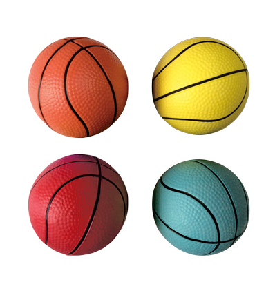 Gummi Basketbold - D6,3 cm - Orange/Blå/Rød/Gul, assorteret 1 stk.