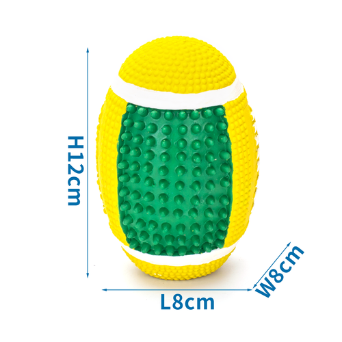 Latex Legetøjs-Rugby, 12x8x8cm, Gul