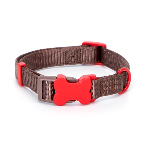 Farvet Nylon Hundehalsbånd W2.0*L30-50cm - Rød/Brunt/Blåt/Grønt