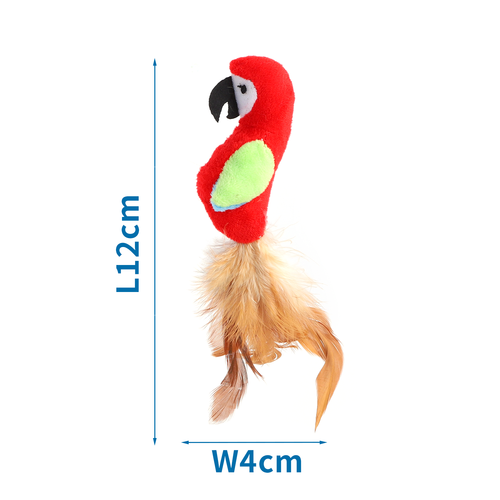 Rød fugl kattelegetøj 12x4 cm