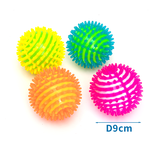 LED Blinkende Massagebold D9cm - Pink/Hvid | Blå/Grøn | Gul/Grøn | Orange/Gul
