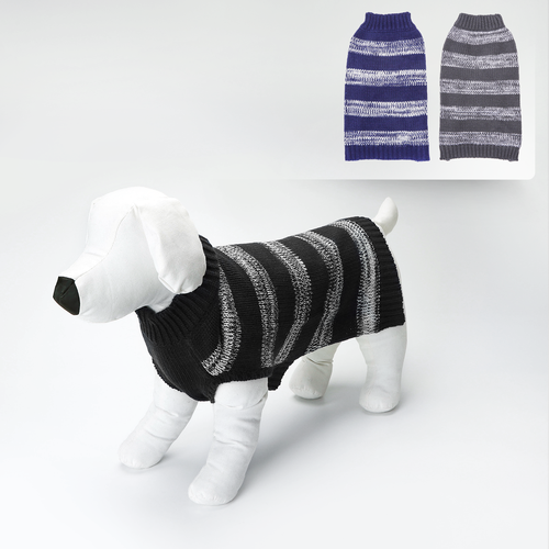 Stribet Rundhals Sweater | L35cm / L40cm / L45cm | Sort & Hvid / Mørkegrå & Lysegrå / Klarblå & Lyseblå