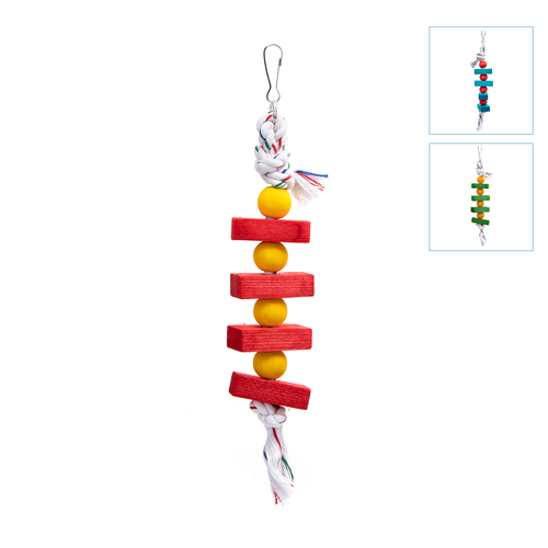 Farverigt Trælegetøj med Perler til Fugle - Rød/Orange/Gul, 30x5 cm, assorteret 1 stk.