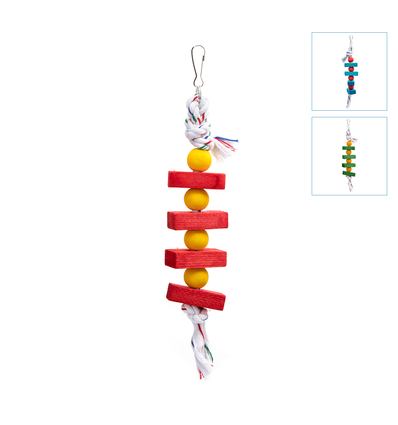 Farverigt Trælegetøj med Perler til Fugle - Rød/Orange/Gul, 30x5 cm, assorteret 1 stk.