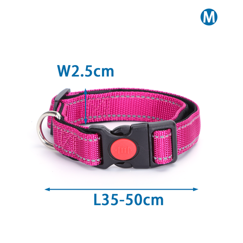 Hundehalsbånd, Størrelse M: B2,5 x L35-50 cm, Farve: Pink