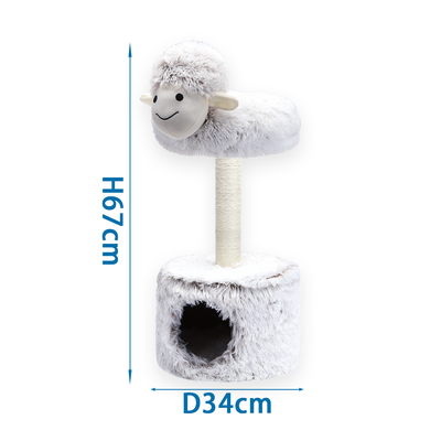 Lam Enkeltsøjle Kattetræ - L34*W34*H67 cm - Hvid/Brun