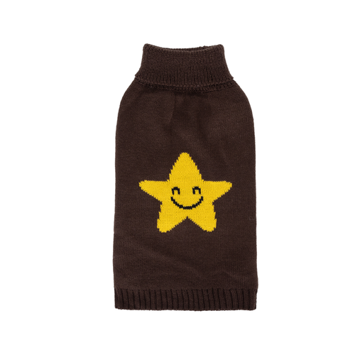 Smilende Stjerne Skildpaddehalssweater | L: 35cm / XL: 40cm / XXL: 45cm | Farver: Brun, Marine, Bordeaux