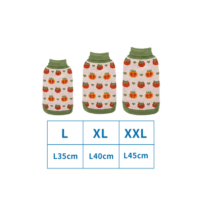 Frugt Trøje - Størrelser: L (35 cm), XL (40 cm), XXL (45 cm) - Farver: Kamel/Rosa/Marineblå