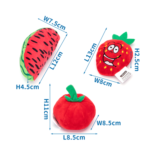 Blødt Legetøj - Frugtkombination: Jordbær, Æble & Vandmelon