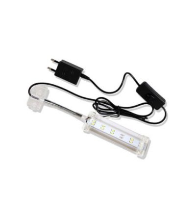 Hvidt LED Akvarielampe 6W med 12 Perler - Klemme & Skifter, 21-31cm