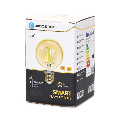 Smart LED Filament pære - G80 E27 6W CCT/Amber