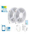 WB Smart LED RGB Strip Lys 2x7,5M med 28-Knaps Fjernbetjening & 3-Knaps Kontrolboks, 48W