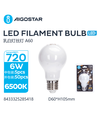 Filament pære A60 - 6W, E27, 6500K, mat hvid