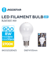 Filament pære A60, 8W, E27 - mat hvid